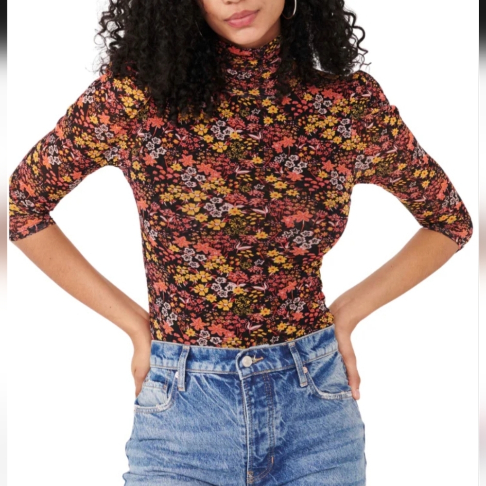 Mesh Floral Print Women's Top